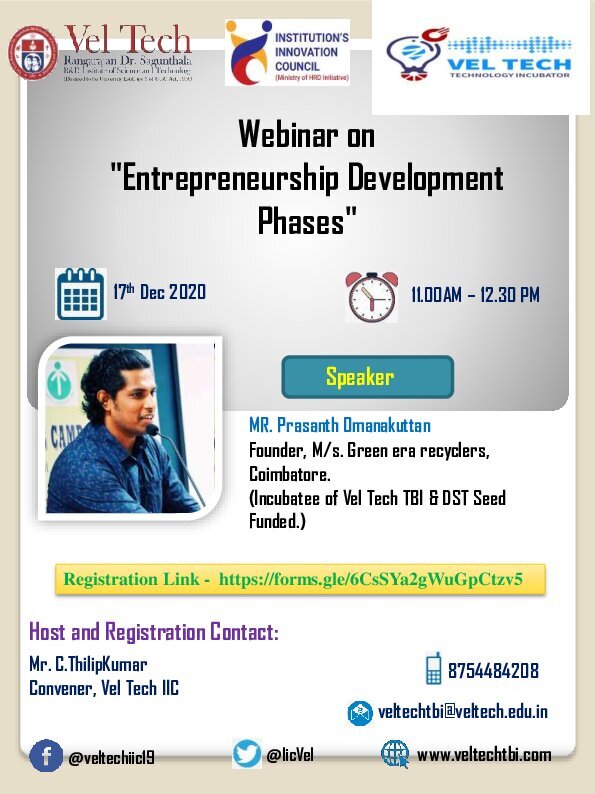 Webinar on Session on Entrepreneurship Development Phases 2020